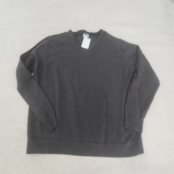 JWN mens sweater Charcoal  Italian Merino wool Size Large Fisherman quiet luxury - Picture 4 of 8
